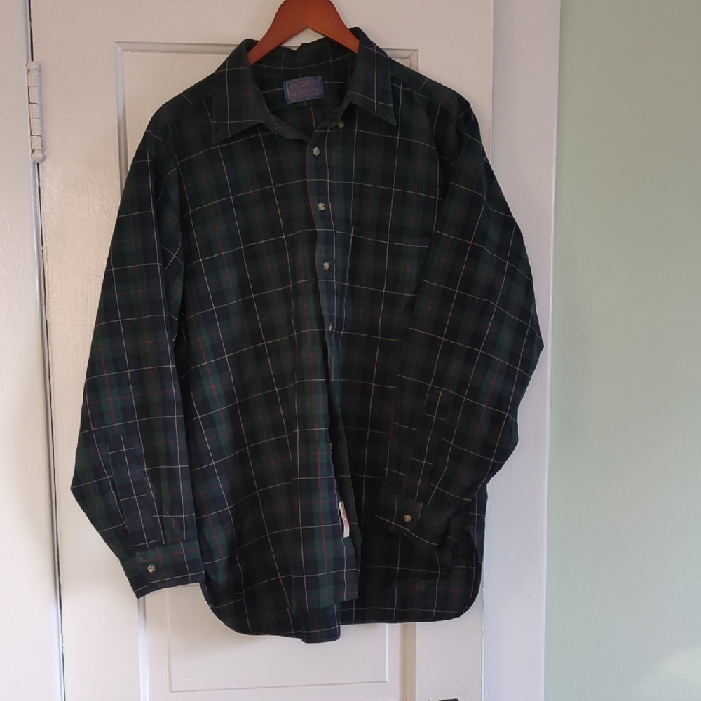 Pendleton Green and Red Plaid Shirt
